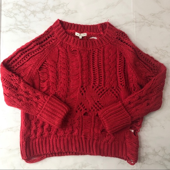 Heartloom Sweaters - Heartloom Knit Cable Red Sweater NEW Large